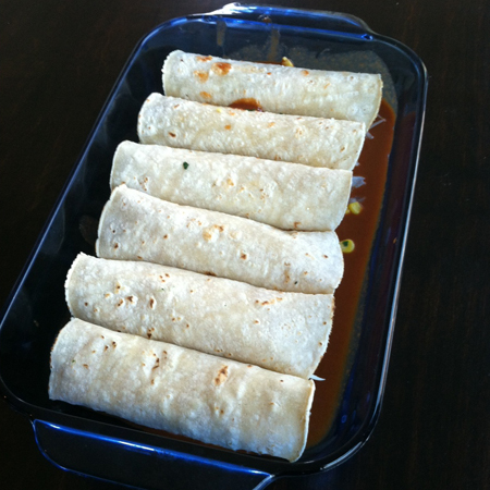 Here I've made a smaller, 6 enchilada version of this recipe